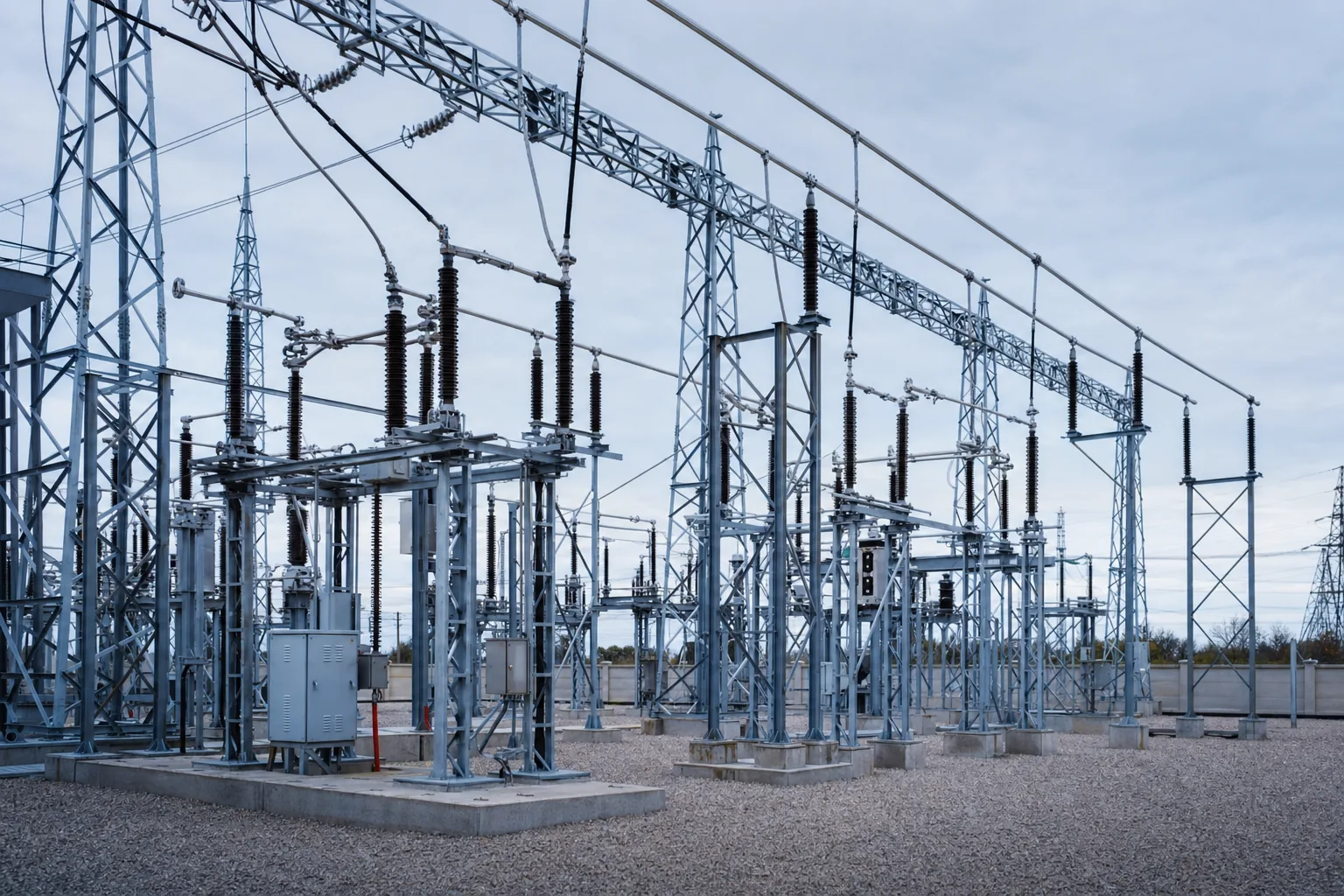 Stacja elektroenergetyczna wysokiego napięcia z aparaturą rozdzielczą